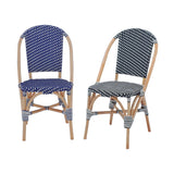 Alice's Home - Lot de 2 chaises empilables bistrot en rotin et polyrotin Noir et Blanc. L 48 x P 58 x H 90cm