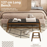 HOMASIS Banc rembourré en bois massif avec siège en PVC et mousse - Charge maximale : 150 kg - Banc de salle à manger pour salle à manger, cuisine, salon, noyer et noir