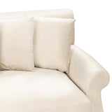 Canapé Fixe 2 Places en Velours Blanc Cassé avec Pieds en Bois et Rembourrage Moelleux pour Salon Design Glamour Beliani