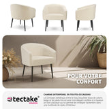 TecTake® Fauteuil Relax Fauteuil Club Confortable en Tissu Bouclette Fauteuil Scandinave Moelleux avec Accoudoirs pour Salle à Manger, Salon, Chambre, Chaise Bureau, Allaitement, TV