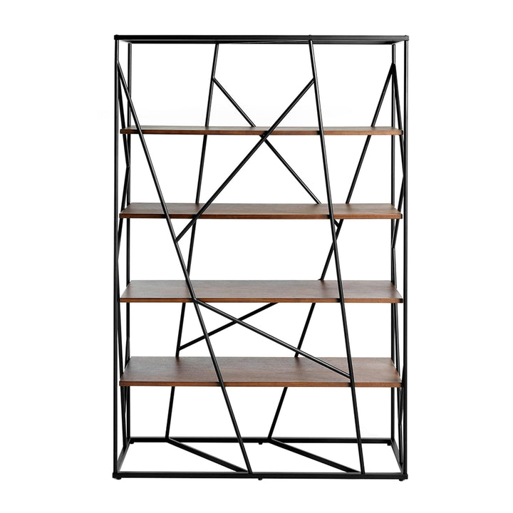 Ángel Cerdá - Bibliothèque en Bois de Noyer et Acier Noir - Bibliothèque Moderne - Bibliothèque de salon Durable et Fonctionnelle - 120 x 38 x 180 cm Ángel Cerdá - Bibliothèque en Bois de Noyer et Acier Noir - Bibliothèque Moderne - Bibliothèque de salon Durable et Fonctionnelle - 120 x 38 x 180 cm