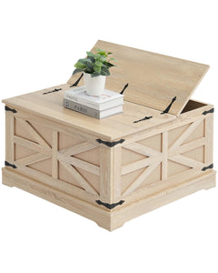 VEVOR Table Basse Rectangulaire, Table de Salon en Rotin, avec Plateau en MDF, Meuble de Rangement de Style Bohème Moderne de 80 cm, avec Charnières en Métal Rétro, pour Chambre et Petits Espaces