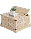 VEVOR Table Basse Rectangulaire, Table de Salon en Rotin, avec Plateau en MDF, Meuble de Rangement de Style Bohème Moderne de 80 cm, avec Charnières en Métal Rétro, pour Chambre et Petits Espaces