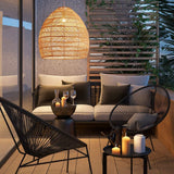 CHUNGYANG Suspension en Rotin Naturel ， Lampe d'art en Bambou Naturel Rotin Art Suspendu Plafonnier Abat-Jour, Lustre Abat-Jour Fait Main pour Lanterne D'îlot De Cuisine