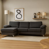 CONCEPT USINE | Canapé d’Angle 4-5 Places Galway Gris Anthracite | Méridienne Gauche | Velours Côtelé Ultra Doux | Assise Profonde et Moelleuse | Pieds Métal | Confort Durable | Look Contemporain