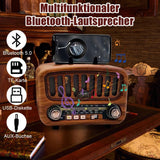 Radio rétro AM/FM/SW avec Bluetooth 5.0, petite batterie de 1800 mAh, cuisine et valise avec haut-parleur de 5 W, prise en charge USB/TF/AUX