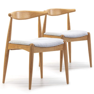 VS Venta-stock Pack 2 chaises Corzo, Couleur chêne, Bois Massif, 52,5 cm (Longueur) 50 cm (Profondeur) 74.5 cm (Hauteur)