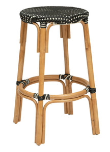 PEGANE Tabouret de Bar en Bois de rotin Coloris Noir - Longueur 40 x Profondeur 40 x Hauteur 66 cm