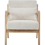 HOMIFAB Fauteuil en Bois et Velours côtelé Beige - Lanna