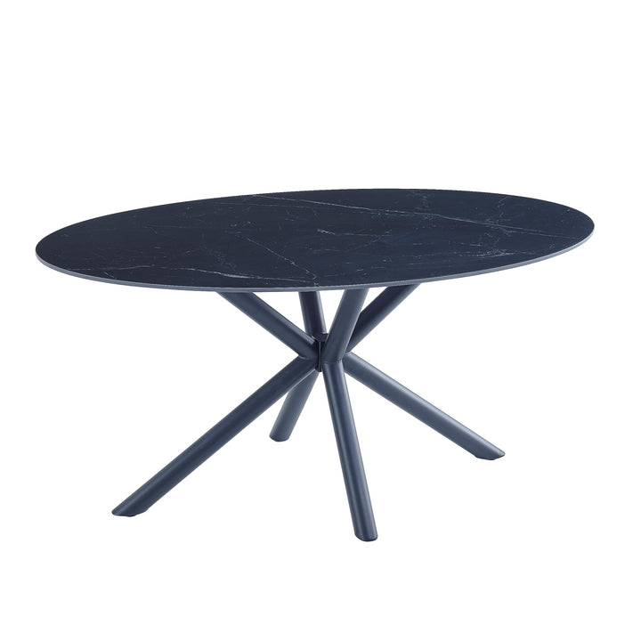 Casa Vital Melisana Table de salle à manger ovale en pierre frittée avec pieds en métal Noir mat 160 x 90 x 76 cm Charge maximale 50 kg Casa Vital Melisana Table de salle à manger ovale en pierre frittée avec pieds en métal Noir mat 160 x 90 x 76 cm Charge maximale 50 kg