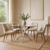 INTENSE DECO Table Ronde en Verre et Pied chromé Sofia