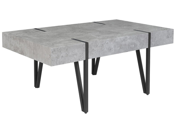 Beliani Table Basse Rectangulaire avec Plateau Effet Béton et Pieds Noirs pour Salon au Style Moderne et Industriel