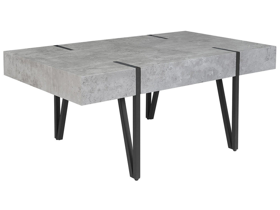 Beliani Table Basse Rectangulaire avec Plateau Effet Béton et Pieds Noirs pour Salon au Style Moderne et Industriel