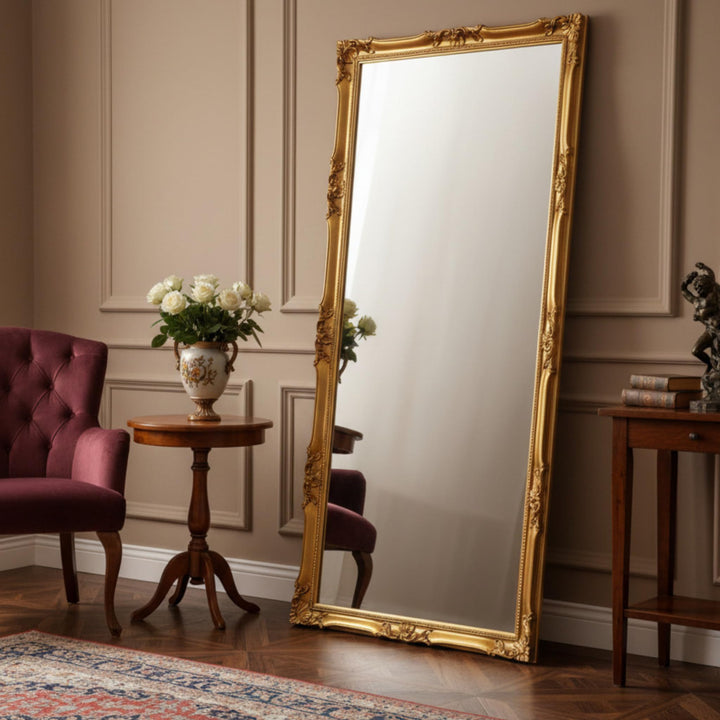 MO.WA Miroir Mural Classique 82x182, Grand Cadre Baroque Feuille d MO.WA Miroir Mural Classique 82x182, Grand Cadre Baroque Feuille d'or, Miroirs Bois, Pleine Longueur, Miroir Long Cadre Baroque, Miroir Classique, Made in Italy