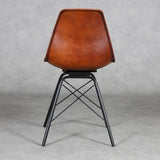 Casa Moro Chaise de salle à manger, en cuir véritable, marron, structure en métal, chaise de salle d'attente, de conférence, moderne