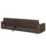 Canapé Angle à Gauche Convertible Tissu Marron Foncé Moderne Classique Aberdeen