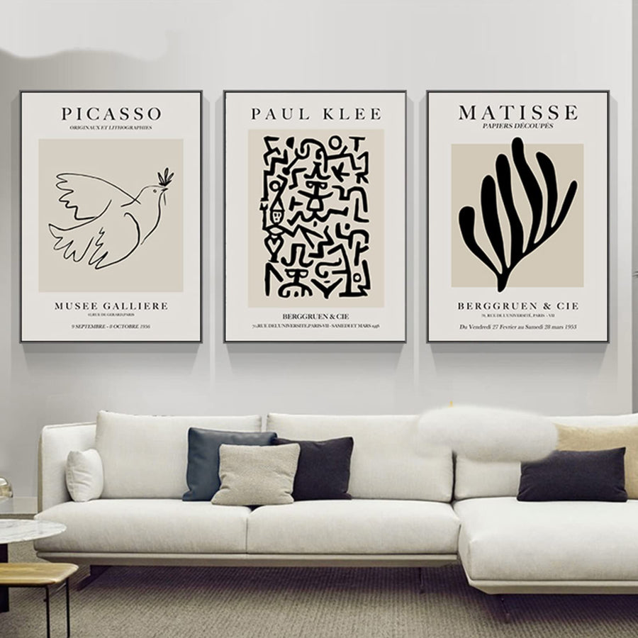 WTEVMAIY Picasso Matisse - Impression sur toile noire et blanche - Décoration murale abstraite pour salon - Sans cadre - 50 x 70 cm x 3 pièces, pour Chambre WTEVMAIY Picasso Matisse - Impression sur toile noire et blanche - Décoration murale abstraite pour salon - Sans cadre - 50 x 70 cm x 3 pièces, pour Chambre
