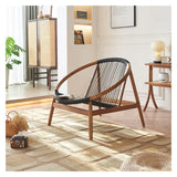 Fauteuil d'appoint en rotin Canapé en bois, chaise de loisirs tissée en corde de chanvre, fauteuil inclinable simple for balcon, chaise longue for patio, jardin et terrasse, élégant et confortable Fau