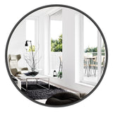 Yumyolk Miroir Mural Ø70cm, Cadre Noir, Miroir Rond en Métal, Miroir Décoratif, Miroir Maquillage Moderne, Miroir Suspendu pour Salle de Bain, Chambre, Salon, Couloir