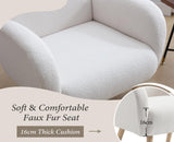 chairus Fauteuil de Loisirs en Fausse Fourrure Modern Chaise de Relaxation pour Salon Sofa de Chambre avec Pieds en Bois (Blanc)