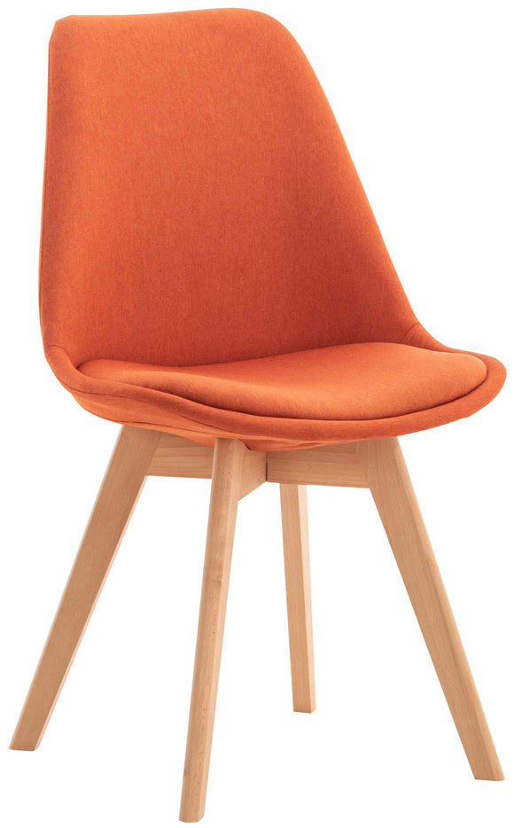 CLP Chaise de Salle ‡ Manger Linares Plastique I Tissu I Velours I Velours cÙtelÈ I Fauteuil avec Structure en Bois, Couleur:Orange, MatÈriel:Tissu