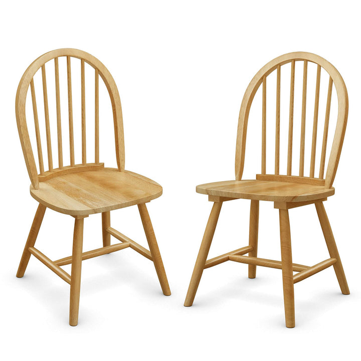 Lot de 2 chaises de salle à manger en bois massif de style campagnard avec dossier pour maison, cuisine, restaurant et bistrot, finition naturelle