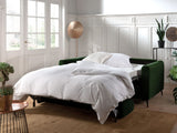Lisa Design - Canapé Convertible Owen en Velours - Canapé Lit - Couchage Quotidien - Matelas 12 cm - Sofa Vert 3 Places - Salon