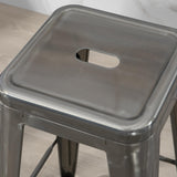 HOMCOM Lot de 4 tabourets de Bar Empilable Chaise de Bar Industriel avec Repose-Pied Hauteur d'Assise 76 cm, Cadre en métal, Style rétro, pour Salle à Manger, Balcon, bistrot ou Bar, Argent