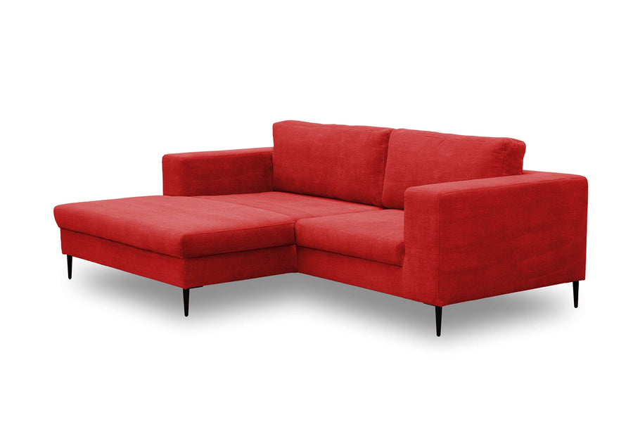 DOMO. collection Modica Canapé d'angle Moderne en Forme de L sans Sol - 244 x 173 x 83 cm (l x p x h) - Rouge