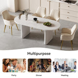 homary Japandi Table de salle à manger ovale extensible en bois avec base sur piédestal 160 à 200,7 cm Blanc 160 à 200,7 cm