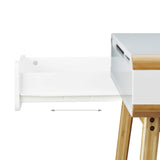 Relaxdays 10020982 Bureau avec tiroirs en bois table ordinateur coiffeuse table maquillage coins arrondis bureau enfant HxlxP: 73 x 100 x 45 cm, blanc