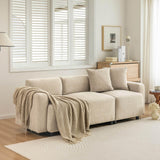 PUGSDRLY Canapé 3 Places avec Coussins Décoratifs,Petit Canapé,Design Moderne,Meuble Rembourré,Tissu Chenille,pour Salon,Chambre,Appartement,Beige