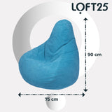 Loft 25 Fauteuil Dossier Haut Pouf | Chaise Longue de jeu de Pouf de Salon D'intérieur de Tissu de Velours Côtelé | Doublure Interne | Conception Ergonomique pour le Soutien du Corps (Pouf sarcelle)