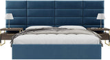VANT Panneaux Muraux d'appoint Rembourrés - Paquet de 4 - Facile à Installer - Double Tête de lit King Size (En Velours Bleu Paon, 76cm de Large)