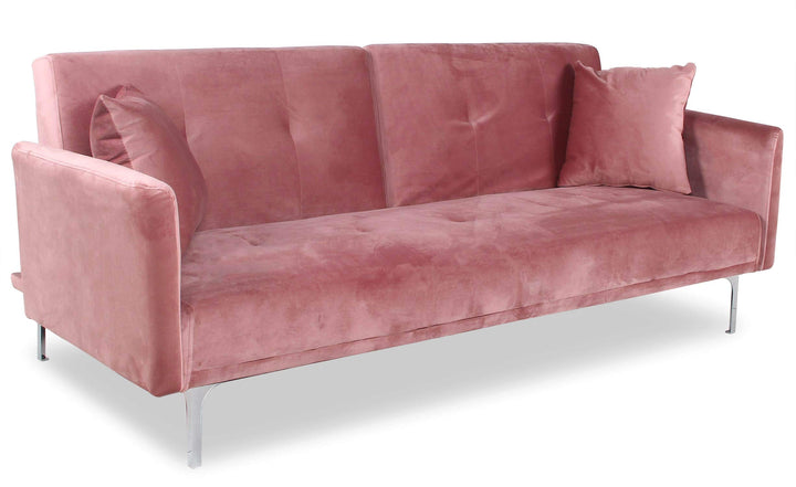 Menzzo Canapé Convertible clic‑clac 3 Places Carla – Velours Rose Ultra‑Doux – Pieds métal élégants – Convertible en Couchage d’appoint – Design Moderne pour Salon et Chambre Menzzo Canapé Convertible clic‑clac 3 Places Carla – Velours Rose Ultra‑Doux – Pieds métal élégants – Convertible en Couchage d’appoint – Design Moderne pour Salon et Chambre