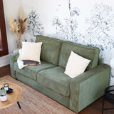 HOMIFAB Canapé Convertible 3 Places en Velours Fines côtes Vert - Ouverture Express - Couchage Quotidien - Matelas HD 140 x 190 - Mattia