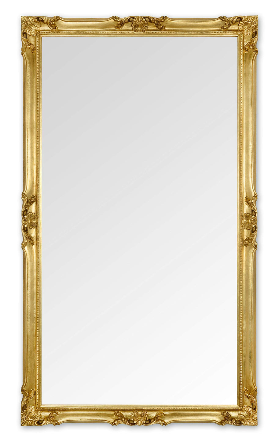 MO.WA Miroir Mural Classique Grand 82x142 Feuille d'or posée à la Main Miroir Baroque Style Ancien Louis XIV Contour Bois doré Miroirs muraux Classiques Salon Maison - Made in Italy