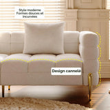 Homary Canapé 3 Places Bouclé Blanc, 200 cm, Assise Profonde pour Salon