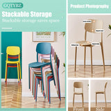 Lot de 4 chaises de salle à manger empilables modernes, ergonomiques sans accoudoirs, légères, avec dossier et siège large, tabouret d'intérieur en plastique pour la maison, le salon, le bureau, le