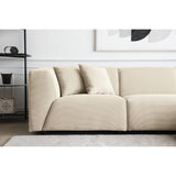 CONCEPT USINE | Canapé Modulable en Velours Côtelé | 3 Places + 1 Pouf | Monroe Beige | Style Moderne et Ultra Tendance | Large Assise et Pouf Modulable | Revêtement : Tissu 100% Polyester