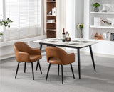chairus Lot de 2 Chaises de Salle à Manger en Cuir PU Moderne Fauteuil Rembourrée Chaise Pivotante à 360° pour Bureau Salon (Marron-2 (Cuir PU))
