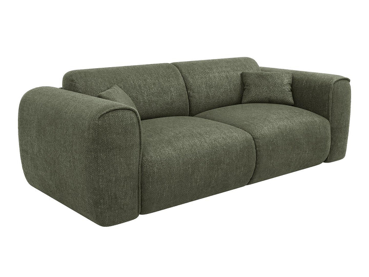 Vente-unique - Canapé 3 Places Convertible Express en Tissu texturé Vert Kaki - Matelas 16 cm mémoire de Forme POGNIA