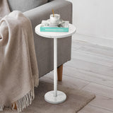 Smusei Table Basse Ronde Noire avec Base en Marbre - Table d'Appoint de 32 cm pour Canapé, Salon, Chambre à Coucher et Petit Espace - Blanche