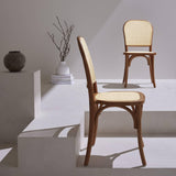 sweeek - Lot de Deux chaises Vintage en Bois Marron Vieilli avec Assise et Dossier en rotin