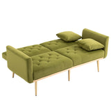 YESGIGA Canapé design 3 places en velours doux, canapé-lit convertible, canapé-lit convertible, support de jambe en métal robuste, adapté à plusieurs scénarios salon, chambre à coucher (vert olive)