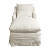 Loberon Chaise longue Téranisse, housse douce et nouée, toucher confortable, avec deux coussins décoratifs, meubles d'assise/chaise longue, bois de pin, bois de caoutchouc, polyester, crème