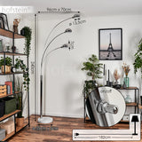 Lampadaire Nikkala, lampe sur pied en métal/verre en couleur chrome/blanc, luminaire au design moderne, abat-jour réglable, interrupteur on/off sur le boîtier, hauteur 240 cm, 3 x E14, sans ampoules