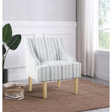 HomePop Fauteuil d'appoint en velours avec accoudoirs Swoop, rayures bleues et blanches