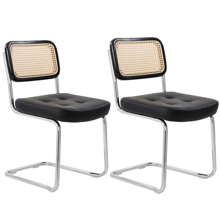 Generisch FRH0033-34 Lot de 2 chaises de salle à manger cantilever Charge maximale 130 kg (Noir)
