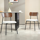 HOMCOM Lot de 2 chaises Salle à Manger Chaise de Cuisine Vintage Chaise de Salon rembourrée avec Assise Effet Bouclette, Dossier courbé Effet Bois pour Salon, Salle à Manger, Chambre, crème et Marron